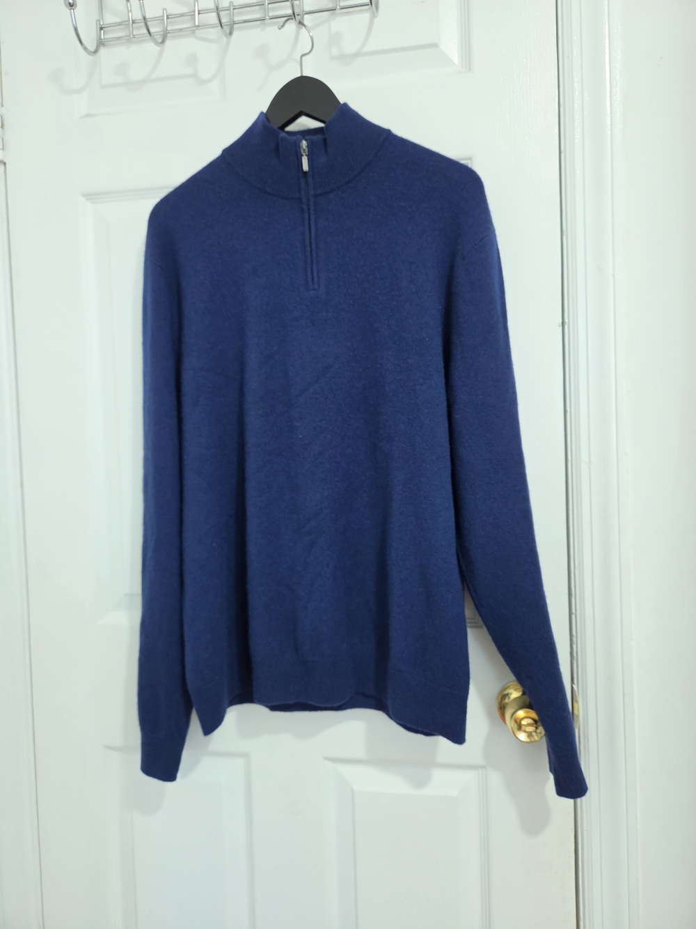 Bloomingdale's Men's Zip Mock-Neck Sweater - Navy Blue